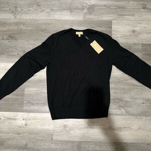 Burberry Men's Merino Wool Black V-Neck Sweater